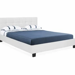 Lit double blanc 140x190 cm avec sommier*IDMarket Sale