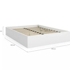 Lit double coffre 140x190 cm avec sommier blanc*IDMarket Clearance