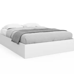 Lit double coffre 140x190 cm avec sommier blanc*IDMarket Clearance