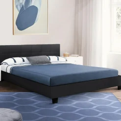 Lit double noir 140x190cm avec tête de lit*IDMarket Best