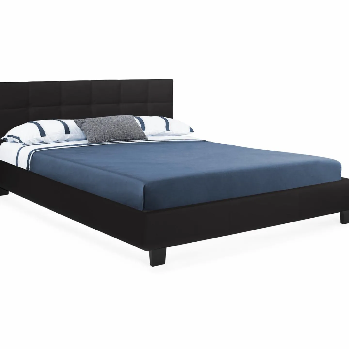 Lit double noir 140x190cm avec tête de lit*IDMarket Best