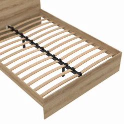 Lit double 140x190 avec sommier hêtre + matelas à mémoire de forme*IDMarket Outlet