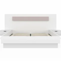 Lit double 140x190 blanc avec tête de lit et chevets*IDMarket New