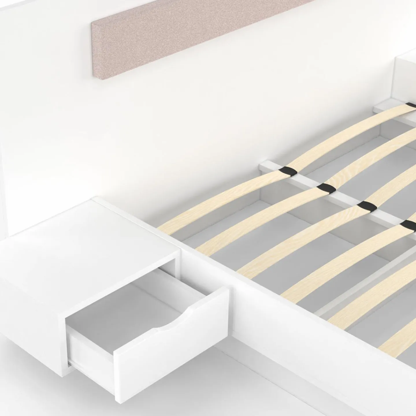 Lit double 140x190 blanc avec tête de lit et chevets*IDMarket New