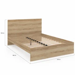 Lit double 140x190 cm avec sommier et tête de lit en bois*IDMarket Clearance