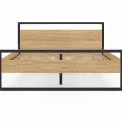 Lit double 140x190 cm style industriel avec sommier*IDMarket Clearance