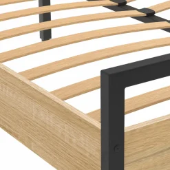 Lit double 140x190 cm style industriel avec sommier*IDMarket Clearance