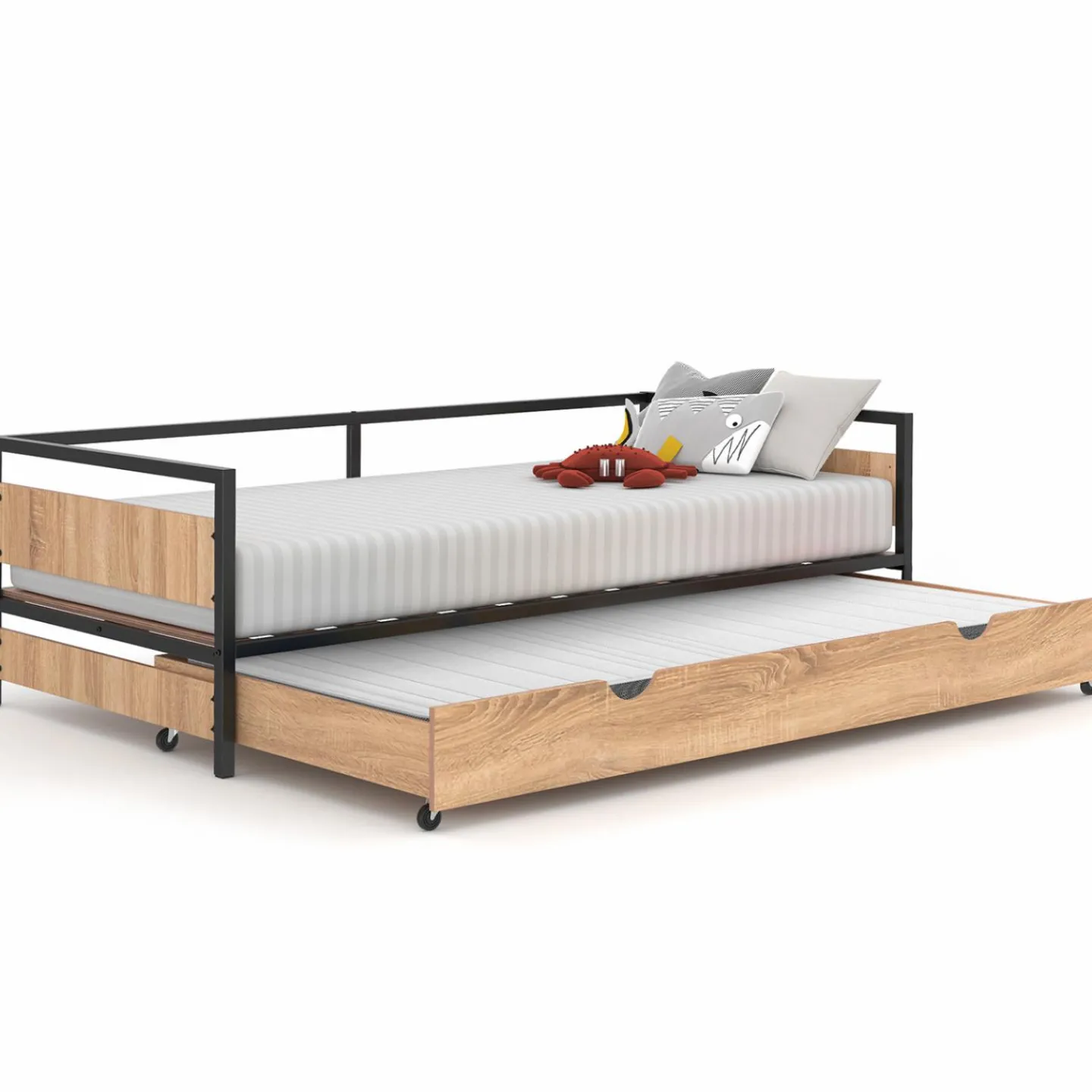 Lit enfant industriel avec tiroir gigogne 90x190*IDMarket Best