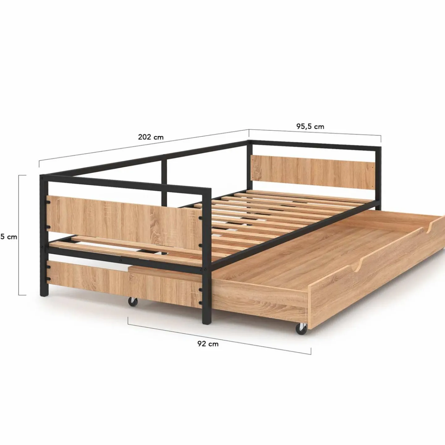 Lit enfant industriel avec tiroir gigogne 90x190*IDMarket Best