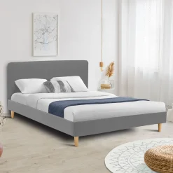 Lit scandinave gris clair 2 places*IDMarket New