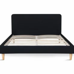 Lit scandinave noir 2 places 140x190 cm*IDMarket New