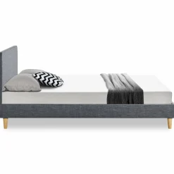 Lit scandinave 140x190 cm gris*IDMarket Outlet