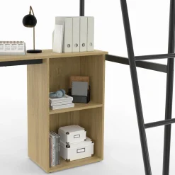 Lit simple mezzanine 90x190cm avec bureau et rangements style industriel*IDMarket Best