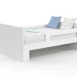 Lit simple évolutif 90 x 140/190 cm avec sommier et barrières bois blanc*IDMarket Online