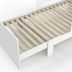 Lit simple évolutif 90 x 140/190 cm avec sommier et barrières bois blanc*IDMarket Online
