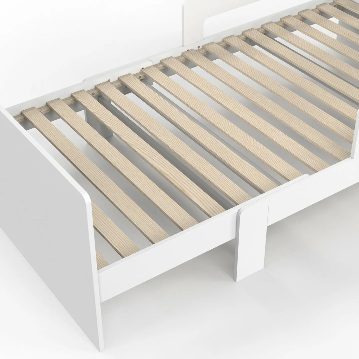 Lit simple évolutif 90 x 140/190 cm avec sommier et barrières bois blanc*IDMarket Online
