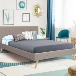 Lit style scandinave 140 x 190 cm beige effet lin*IDMarket Clearance