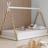 Lit tipi enfant sommier bois et blanc*IDMarket Clearance