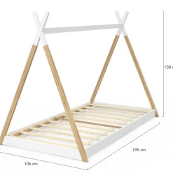 Lit tipi enfant sommier bois et blanc*IDMarket Clearance