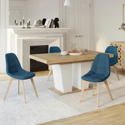 Lot 4 chaises scandinaves bleu canard*IDMarket New