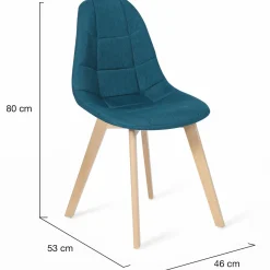 Lot 4 chaises scandinaves bleu canard*IDMarket New