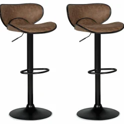 Lot 2 tabourets de bar marron réglables*IDMarket New