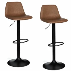 Lot 2 tabourets de bar marron vintage réglables*IDMarket Best