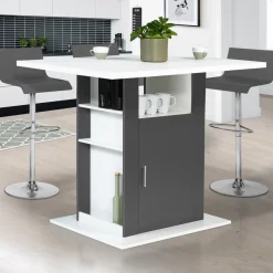 Îlot central bois blanc et gris 110 cm*IDMarket Best