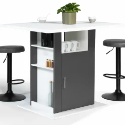 Îlot central bois blanc et gris 110 cm*IDMarket Best