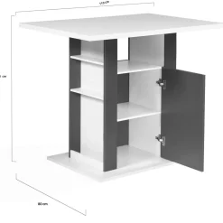 Îlot central bois blanc et gris 110 cm*IDMarket Best