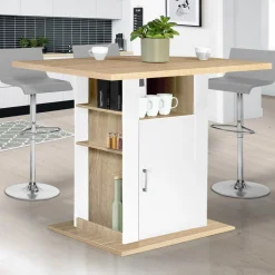 Îlot central bois blanc et imitation hêtre 110 cm*IDMarket Discount