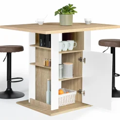 Îlot central bois blanc et imitation hêtre 110 cm*IDMarket Discount