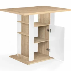 Îlot central bois blanc et imitation hêtre 110 cm*IDMarket Discount