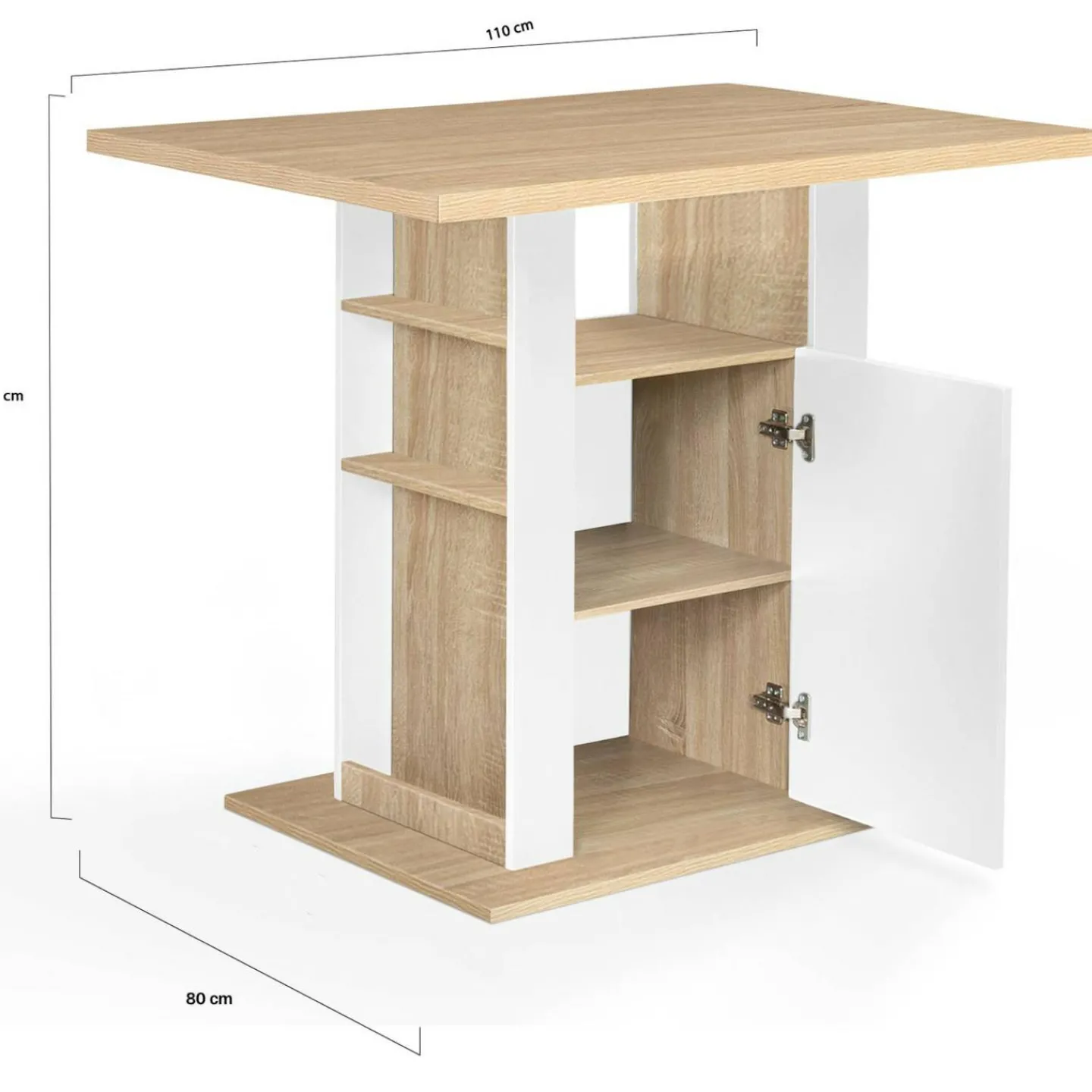Îlot central bois blanc et imitation hêtre 110 cm*IDMarket Discount
