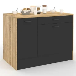 Îlot central bois et noir avec une grande capacité de rangement*IDMarket Sale