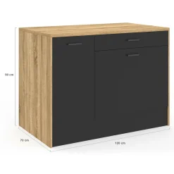 Îlot central bois et noir avec une grande capacité de rangement*IDMarket Sale