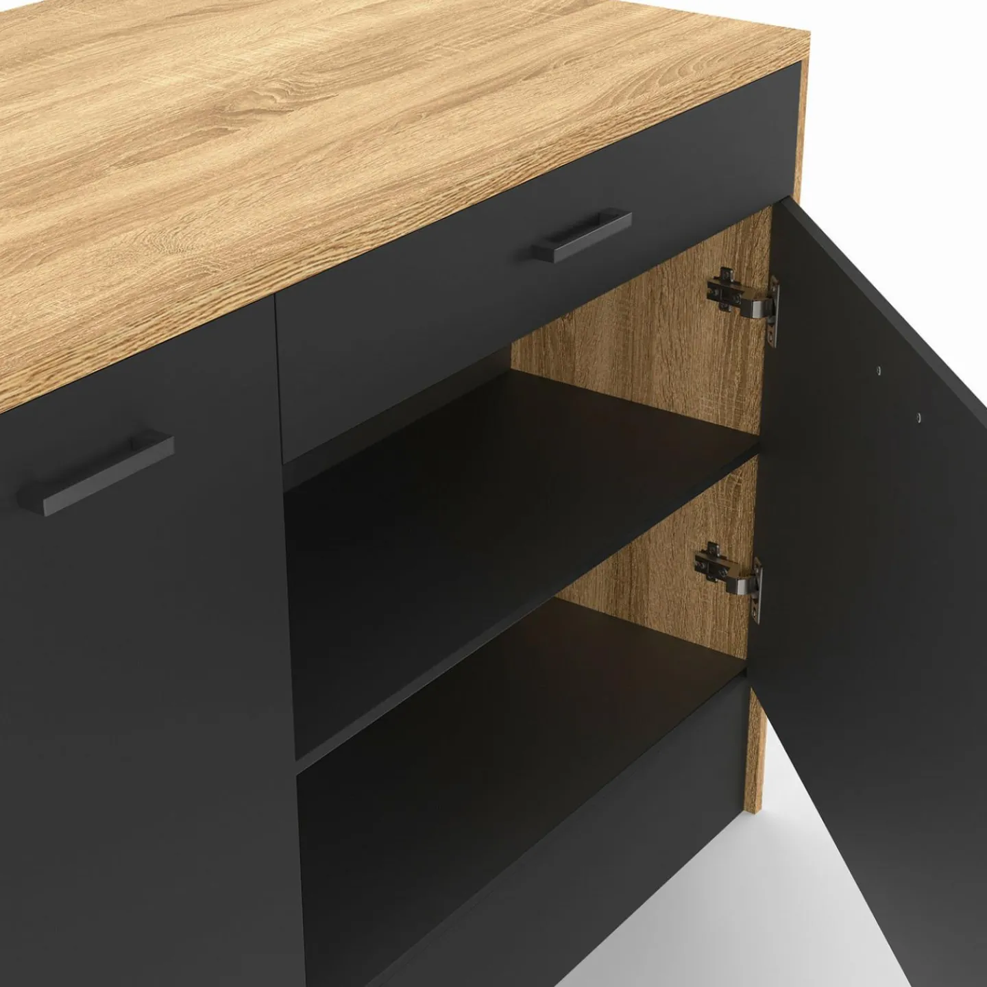 Îlot central bois et noir avec une grande capacité de rangement*IDMarket Sale