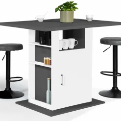 Îlot central cuisine bois gris et blanc 110 cm*IDMarket Online