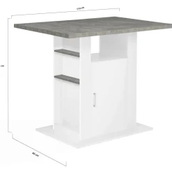 Îlot central cuisine plateau effet béton et bois blanc 110 cm*IDMarket Online