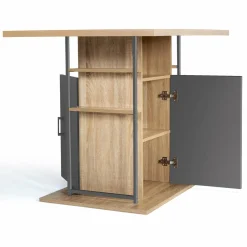 Îlot central cuisine plateau bois imitation hêtre et gris 110 cm*IDMarket Sale