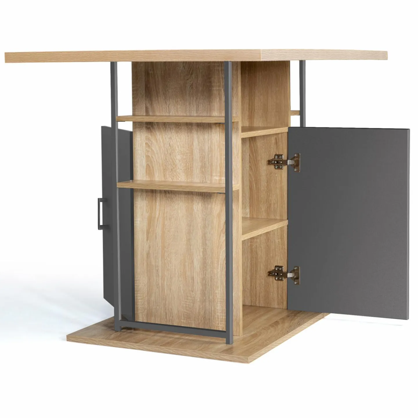 Îlot central cuisine plateau bois imitation hêtre et gris 110 cm*IDMarket Sale