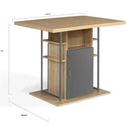 Îlot central cuisine plateau bois imitation hêtre et gris 110 cm*IDMarket Sale