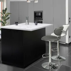 Îlot central effet marbre et bois noir 120 cm*IDMarket Outlet