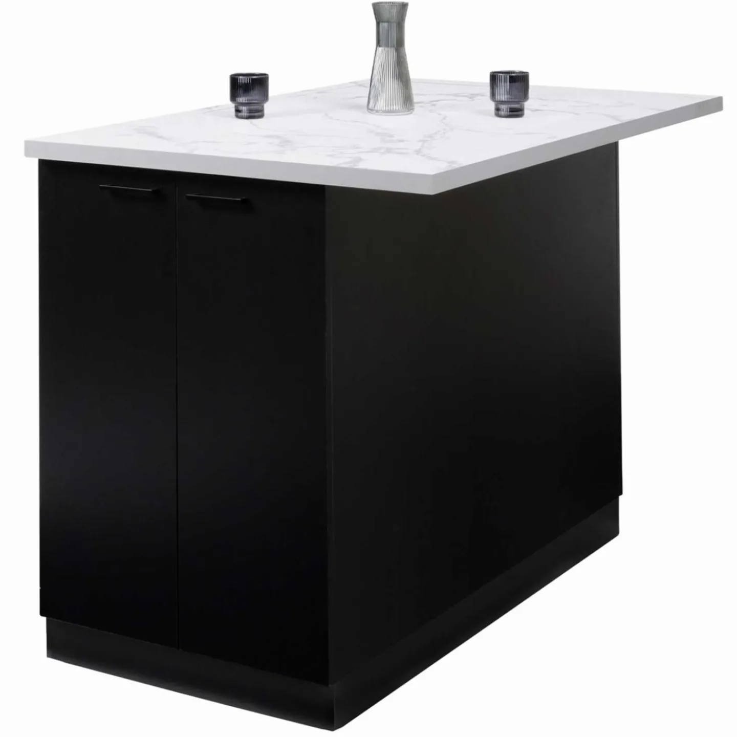 Îlot central effet marbre et bois noir 120 cm*IDMarket Outlet