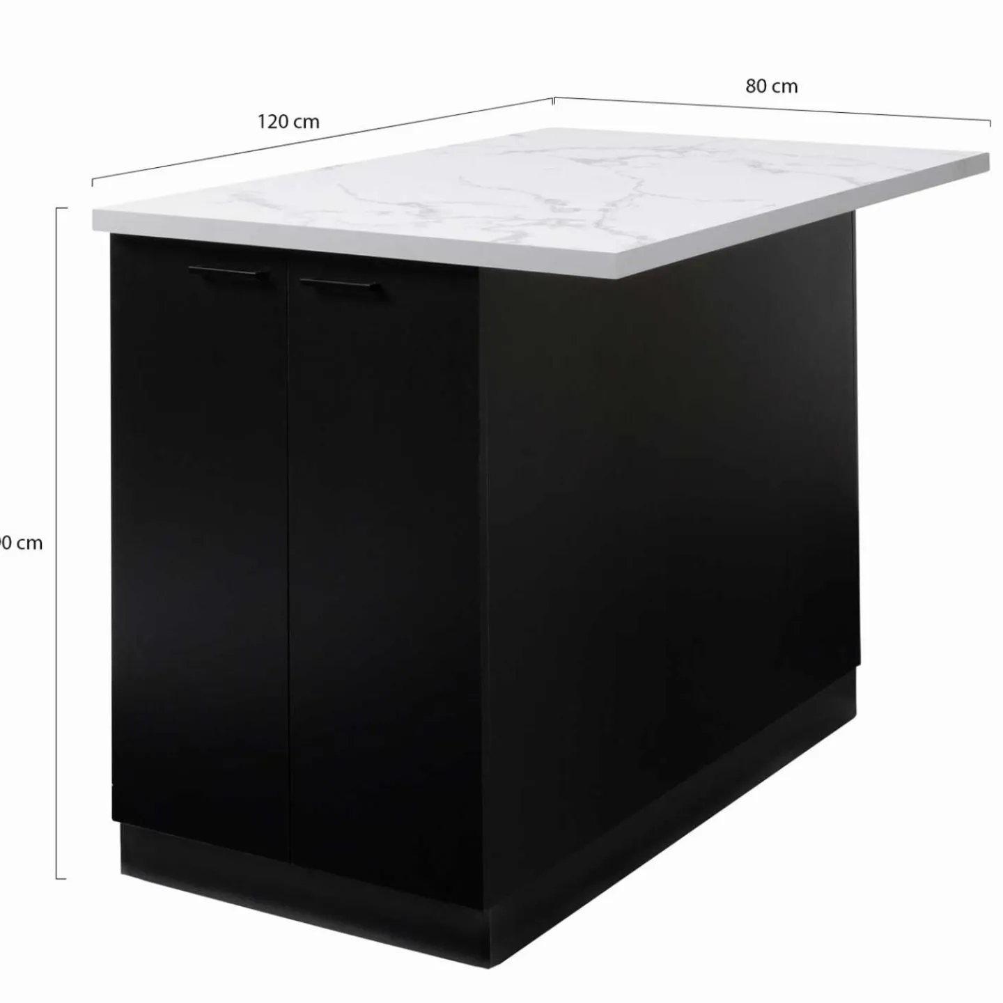 Îlot central effet marbre et bois noir 120 cm*IDMarket Outlet