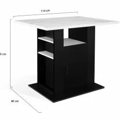 Îlot central effet marbre et bois noir 110 cm*IDMarket Best