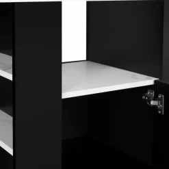 Îlot central effet marbre et bois noir 110 cm*IDMarket Best