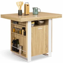 Îlot central industriel bois blanc et imitation hêtre 110 cm*IDMarket Best