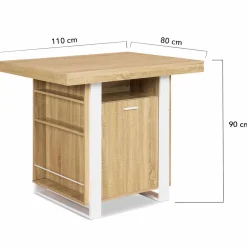 Îlot central industriel bois blanc et imitation hêtre 110 cm*IDMarket Best