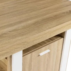 Îlot central industriel bois blanc et imitation hêtre 110 cm*IDMarket Best